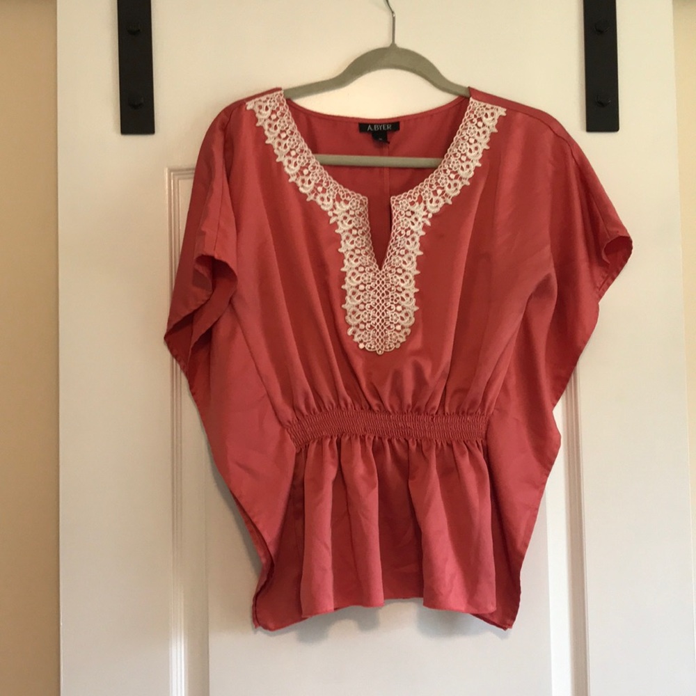 Coral Colored Silky blouse